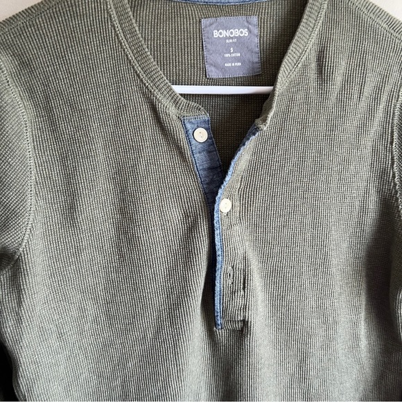 Bonobos Green Waffle Knit Long Sleeve Henley Top - Picture 5 of 5